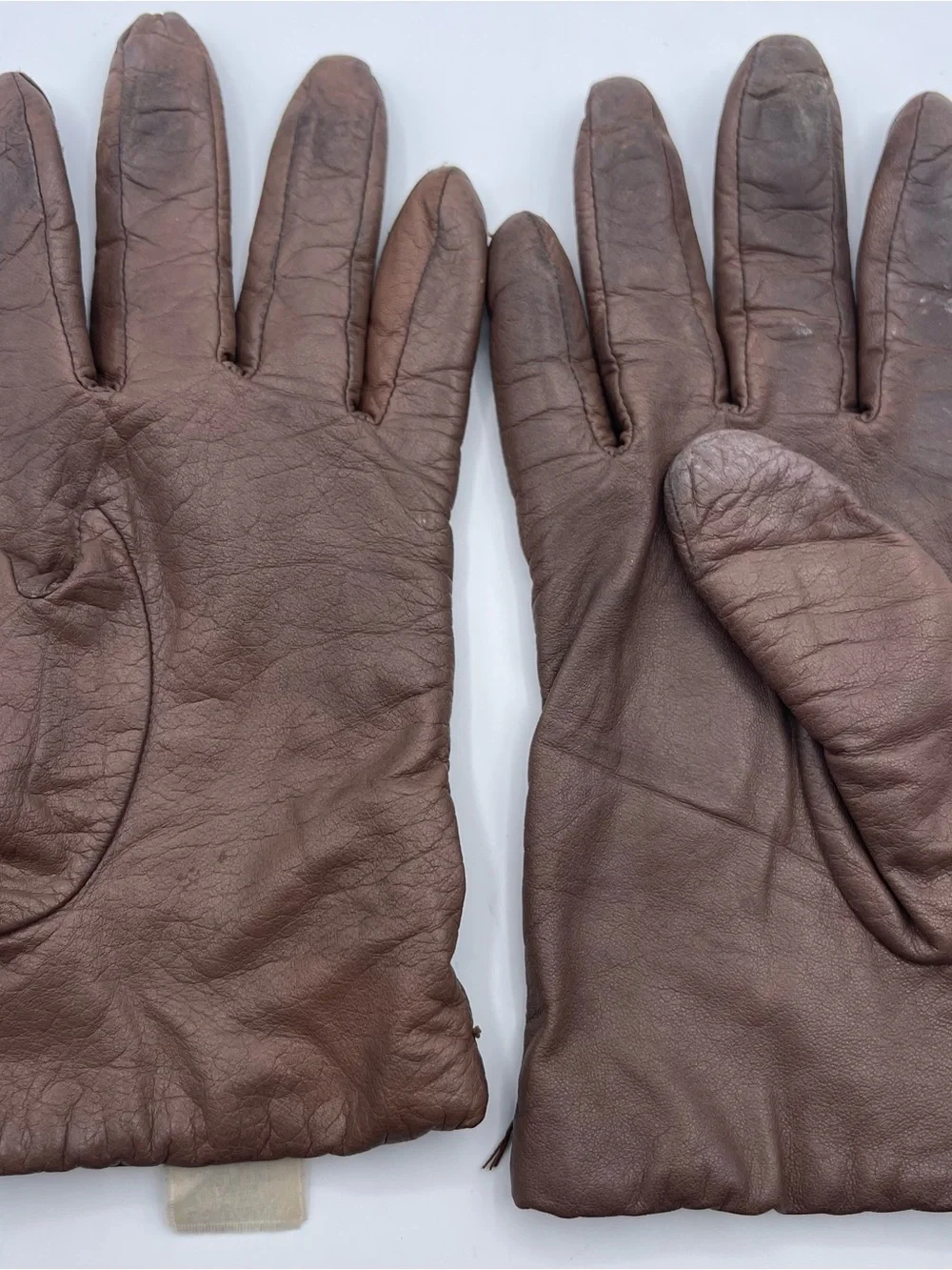 Vintage Fownes leather Driving gloves Lined women Brown Soft size 7.5